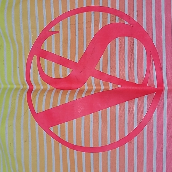 VICTORIA SECRET OMBRE NEON STRIPES CANVAS TOTE BAG - Picture 2 of 11